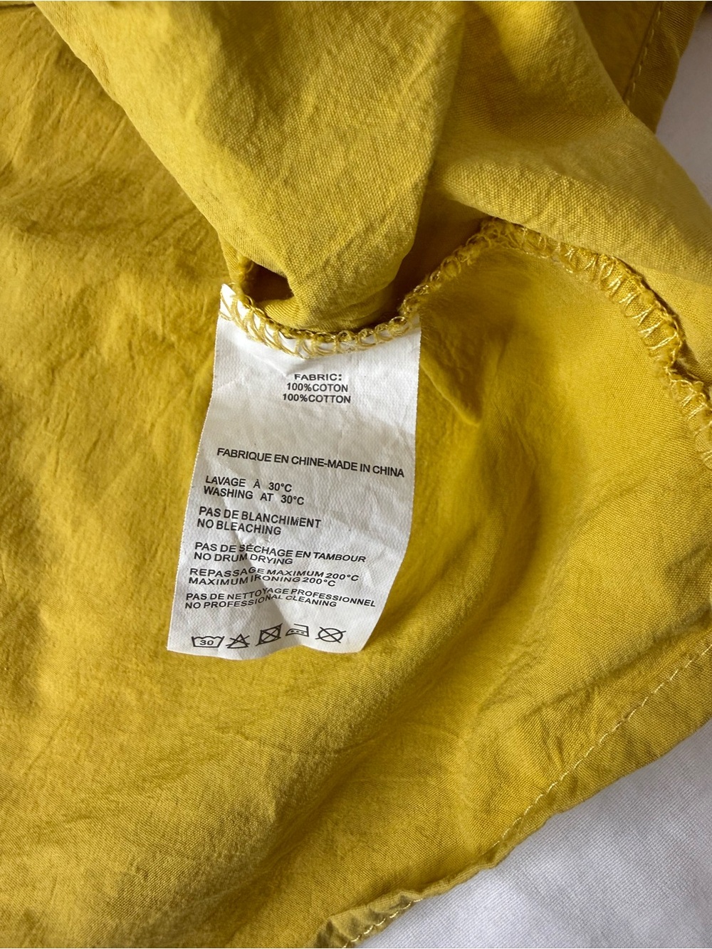 Molly Bracken Yellow Tie Front Puff Sleeve Cotton Top Boho Peplum Blouse xs/s - Picture 7 of 7